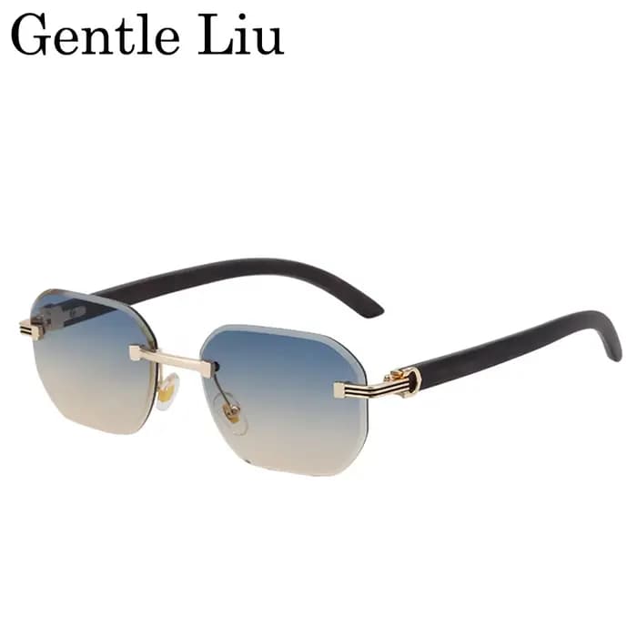 Lunettes de soleil vintage carrées sans monture pour hommes 2026 – Marque de luxe tendance