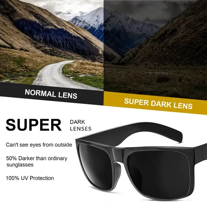 Maxjuli XL grande tête large hommes lunettes noir foncé