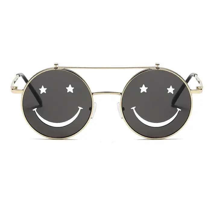 Lunettes de soleil rabattables à visage souriant pour femmes