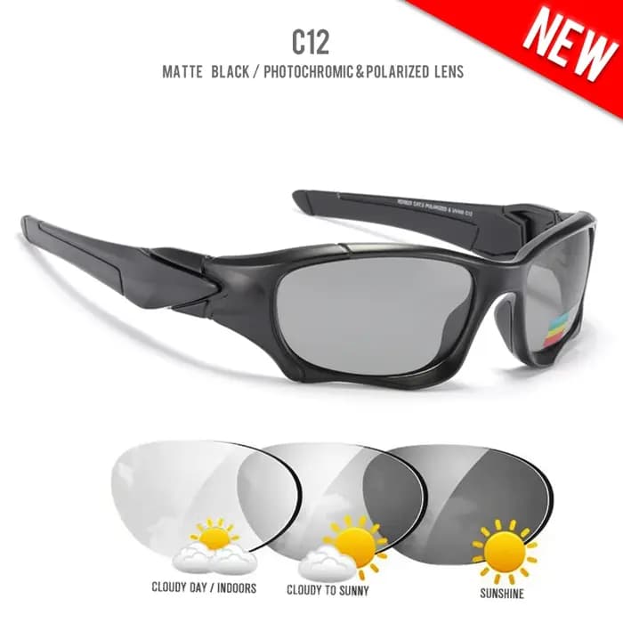 KDEAM lunettes de soleil de cyclisme pour hommes polarisées noir Style guerrier
