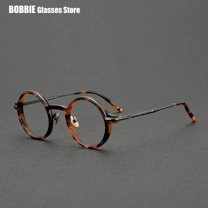 Monture de lunettes en titane et acétate fabriquée à la main au Japon, montures de lunettes rondes vintage, lunettes de vue pour hommes et femmes, mode 2024, design créatif