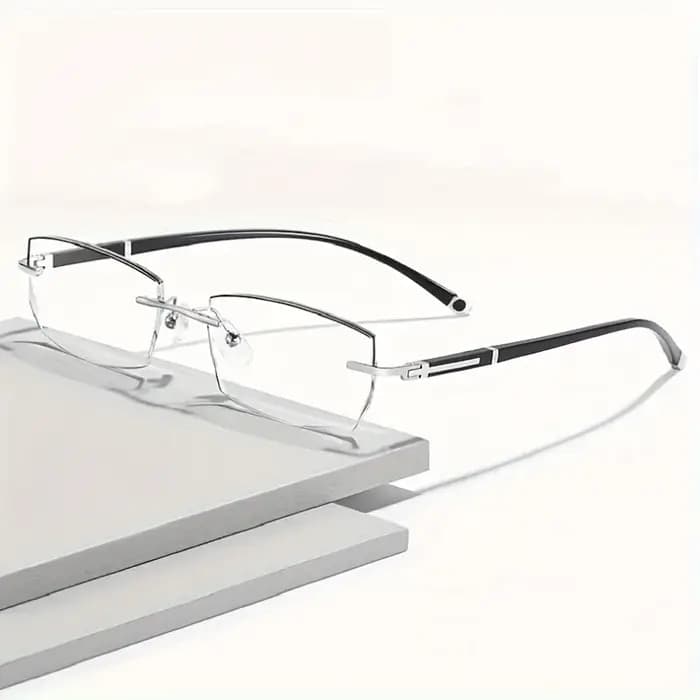 Lunettes plates sans monture à la mode pour hommes avec verres transparents