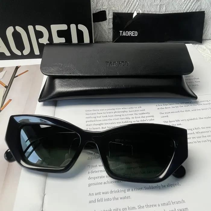 Lunettes de soleil élégantes pour femmes, avec étui, de luxe, de styliste, œil de chat, monture en a