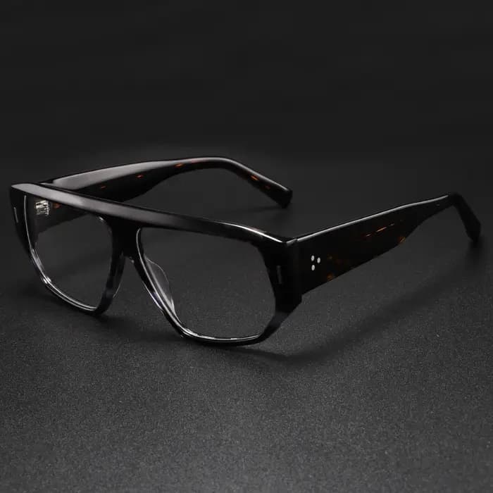 Lunettes de lecture épaisses et surdimensionnées en acétate pour hommes – Montures optiques tendance et élégantes – Verres de soleil personnalisables sur ordonnance