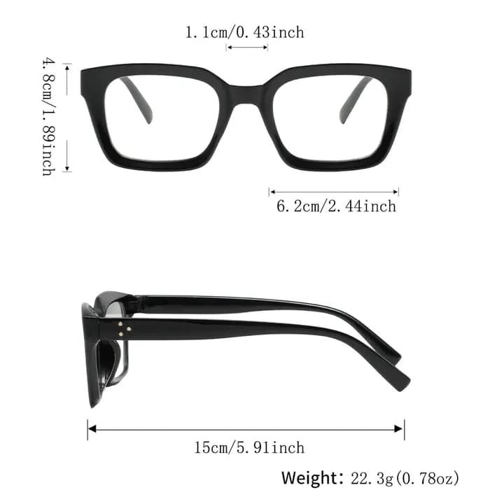 1 paire de lunettes carrées noires à grande monture pour femme, simples, décontractées, sexy, avant-gardistes européennes et américaines, au style décontracté, exquises et polyvalentes, lunettes sans