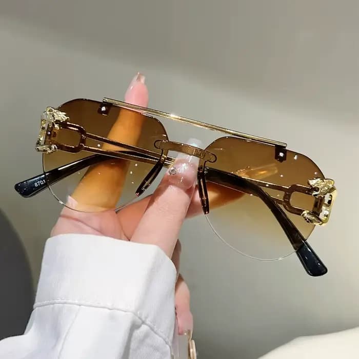 KAMMPT lunettes de soleil pilote sans monture hommes mode Vintage dégradé nuances décontractées femmes