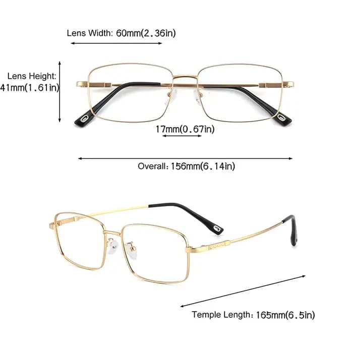 Grandes lunettes carrées pour visage large adultes hommes femmes métal titane plein cadre minimalist