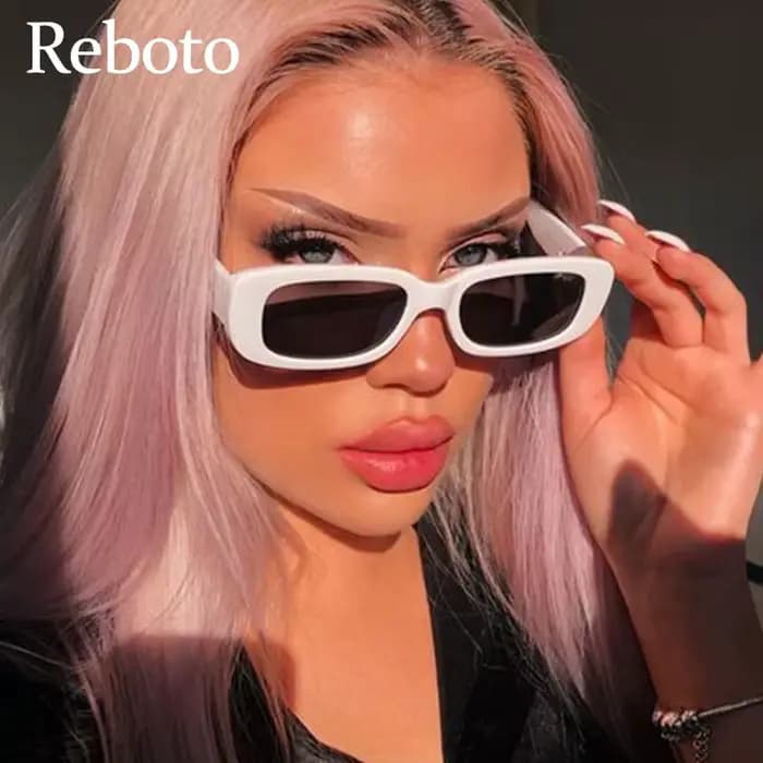 Lunettes de soleil rectangulaires blanches classiques pour femmes