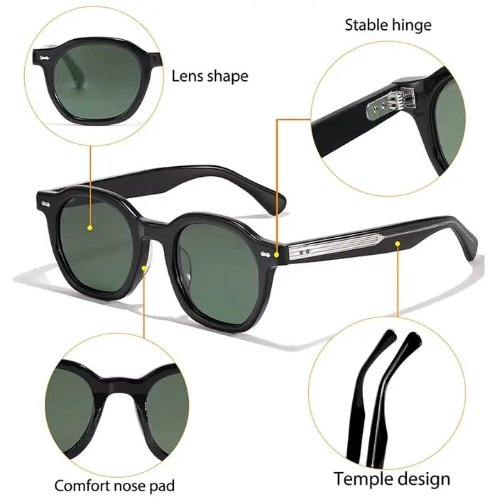 HBK Vintage Simple rond hommes lunettes de soleil petite monture haute qualité acétate cadre lunette