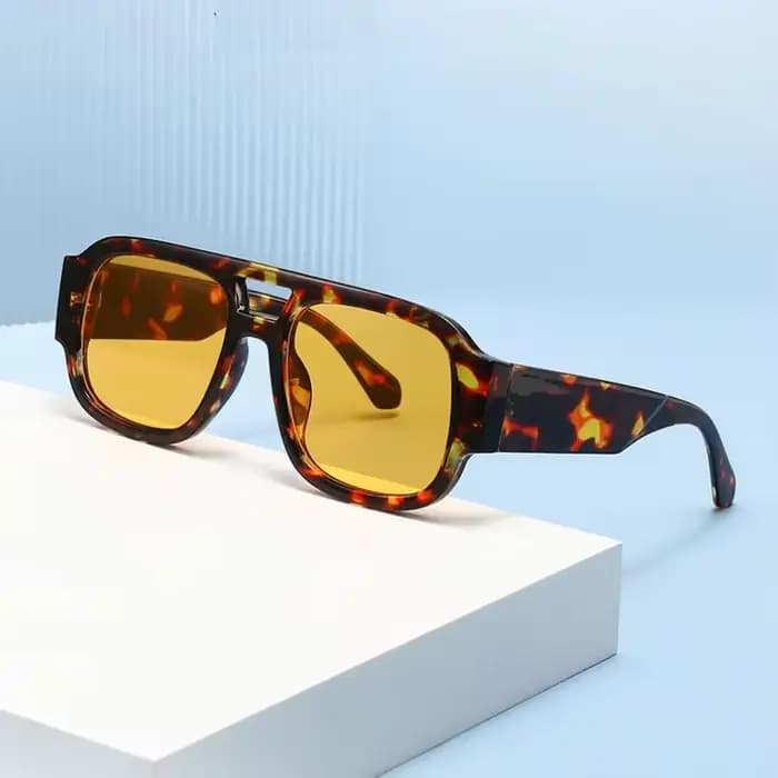 Lunettes de protection 1/4 ensembles grand cadre Double ponts lunettes de soleil carrées femmes coul