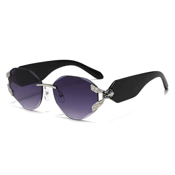 Lunettes de soleil sans monture 2026 avec décor tête de serpent pour femme
