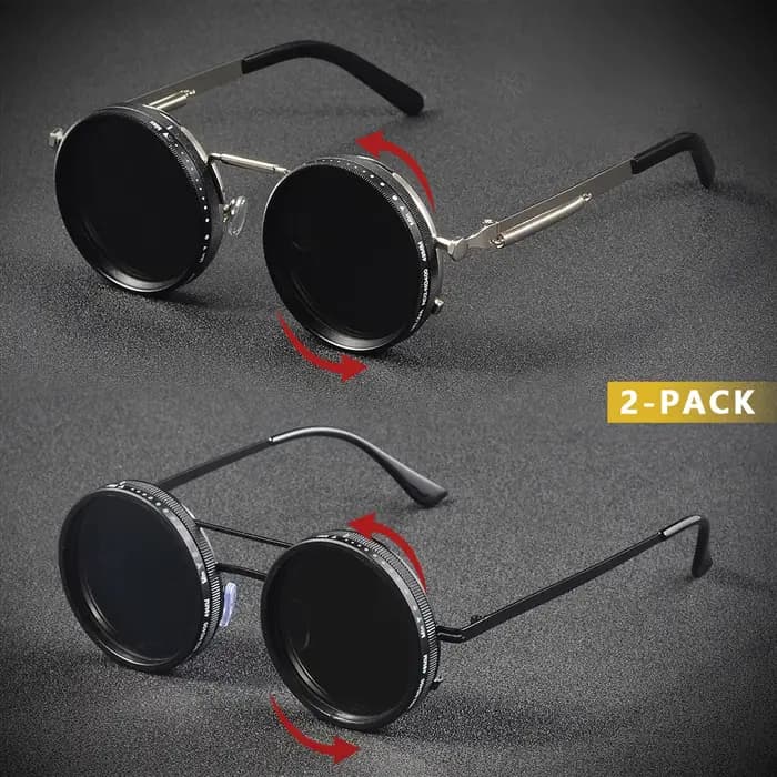 CRIXALIS 2 pièces lunettes de soleil polarisées rondes ND9 à gradation réglable hommes femmes Punk