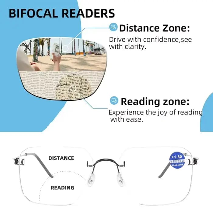 Lunettes de lecture à double mise au point pour un usage proche et lointain pour hommes et femmes