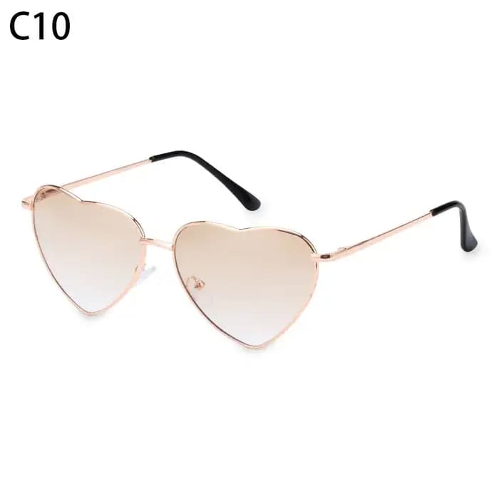 Lunettes de soleil vintage en forme de cœur avec monture en métal