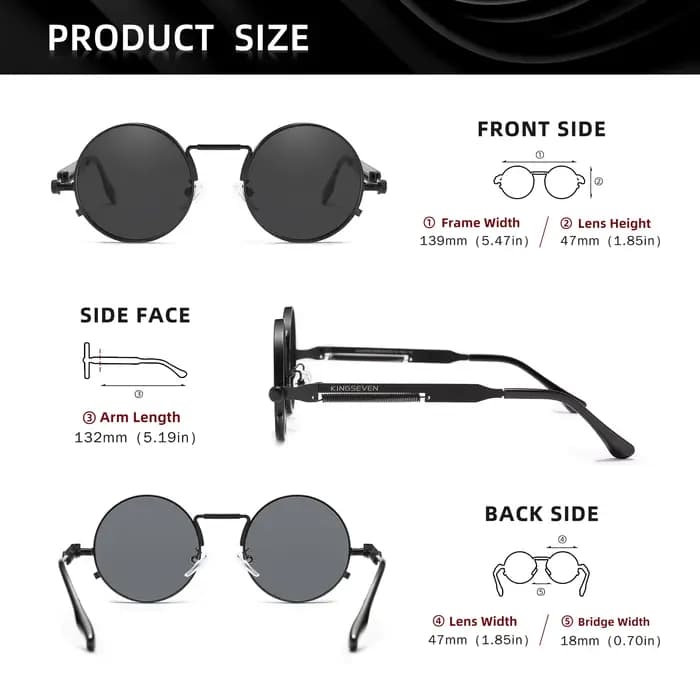 KINGSEVEN Vintage polarisées Steampunk lunettes de soleil rondes marque de luxe hommes lunettes Vint
