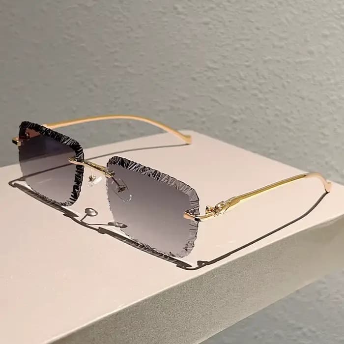 Lunettes de soleil carrées sans monture pour hommes, style vintage, dégradé, décontractées, pour fem
