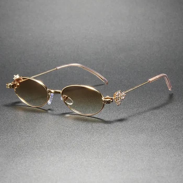 Lunettes de soleil de protection UV élégantes et haut de gamme ornées de diamants