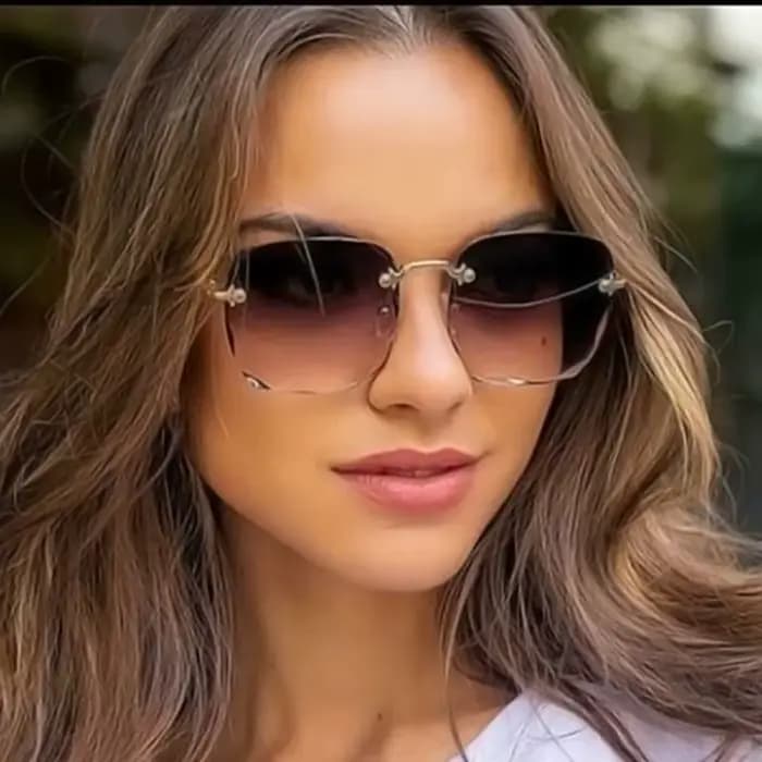 Lunettes de soleil carrées sans monture pour femmes et hommes