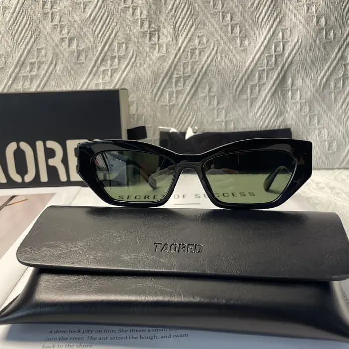 Lunettes de soleil élégantes pour femmes, avec étui, de luxe, de styliste, œil de chat, monture en acétate, à la mode, UV400, nouvelle collection 2025