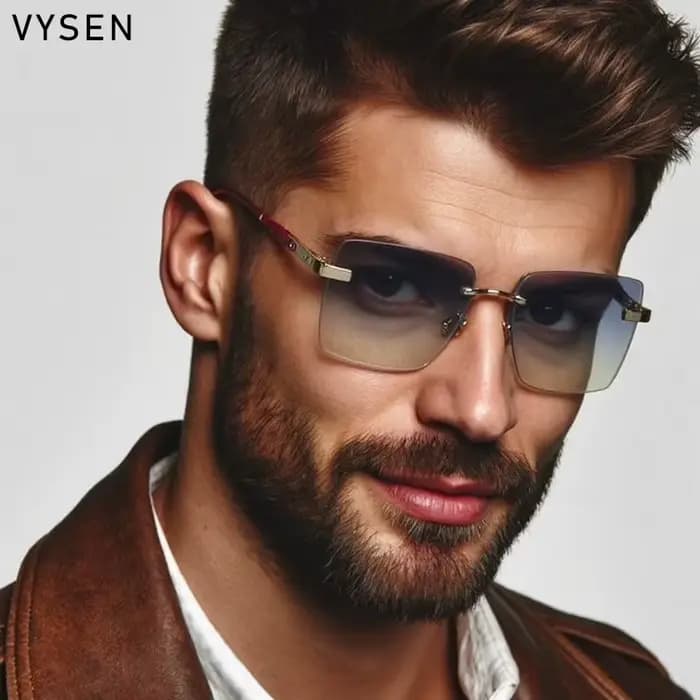 Lunettes de soleil Vintage carrées sans bords pour hommes