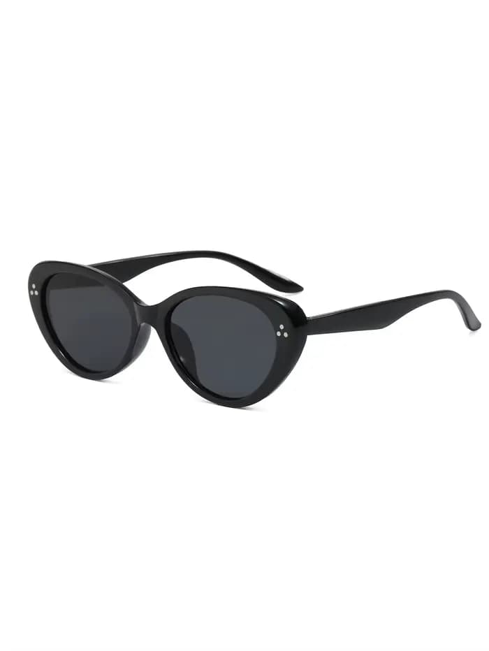 1 paire de lunettes de soleil rétro œil-de-chat à monture noire
