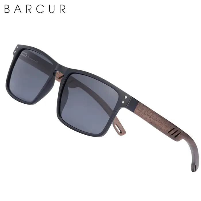 BARCUR lunettes de soleil en bois pour hommes lunettes de soleil polarisées en bois de noyer naturel