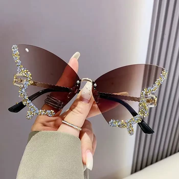 Lunettes de soleil papillon diamant pour femmes