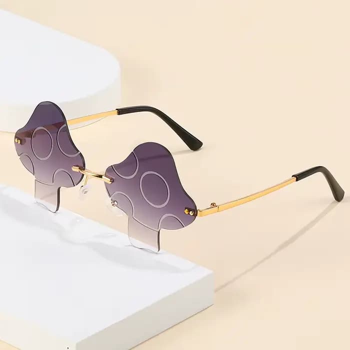 Lunettes de soleil sans monture en forme de champignon