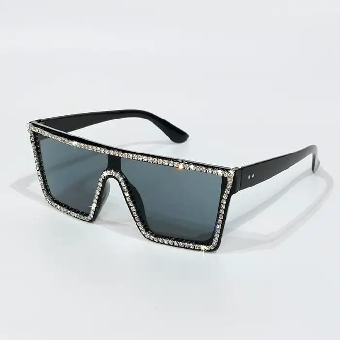Lunettes de soleil en strass brillant pour femmes, rétro, mode, Vintage, nuances carrées