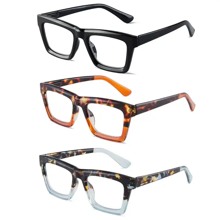 Trois paires de lunettes de lecture élégantes et confortables à monture large, protection contre la