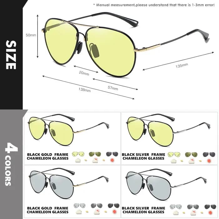 LIvissed-MO Aviation Memory Metal Lunettes de soleil polarisées pour hommes, vision nocturne, lunett