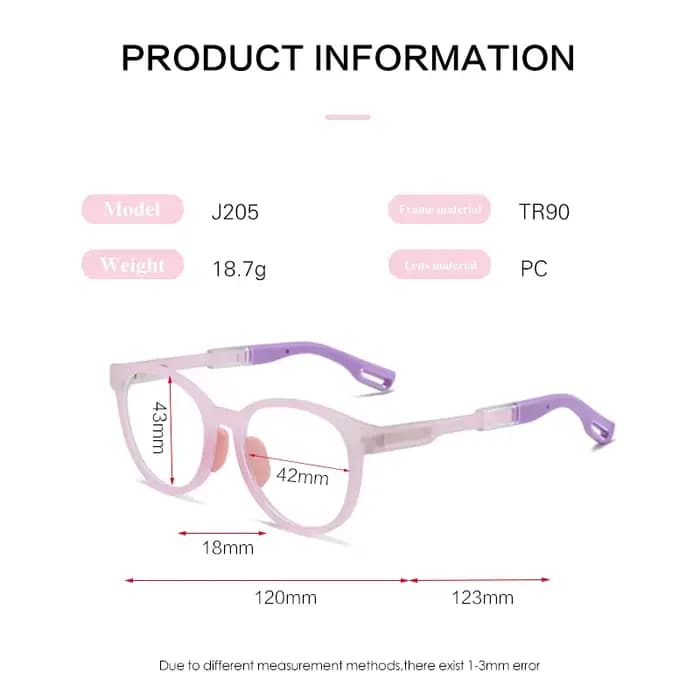 Lunettes de Prescription Ellipse TR90 pour enfants de 6 à 12 ans