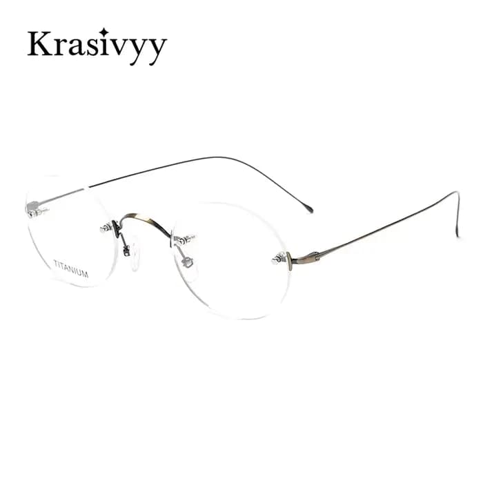 Krasivyy Vintage rond sans monture lunettes hommes titane optique myopie Prescription