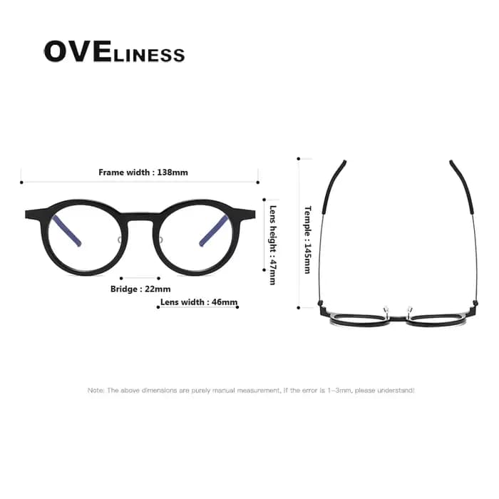 Acétate titane lunettes cadre hommes rétro Vintage rond montures