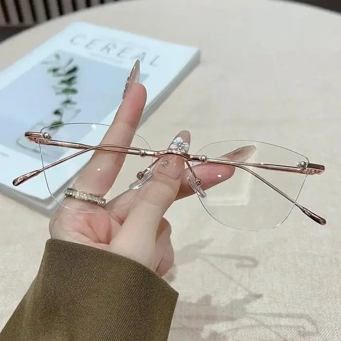 Lunettes Métalliques Sans Monture Effet Œil de Chat