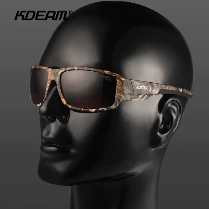 KDEAM Performance lunettes de soleil polarisées pour hommes motif d'impression conception cadre lune