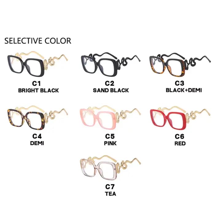 Grand carré Anti bleu lumière lunettes femmes 2025 nouvelle mode Unique jambe de serpent conception