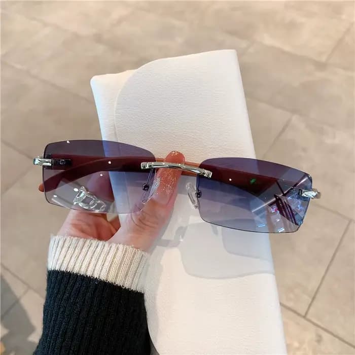 KAMMPT lunettes de soleil sans monture pour hommes femmes motif en bois marque de luxe rétro lunette