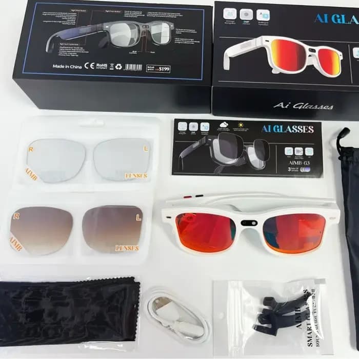 Lunettes de soleil tendance, lunettes intelligentes de cyclisme, lunettes de sport avec fonction d'appel Bluetooth, caméra, traduction en temps réel, enregistrement vidéo