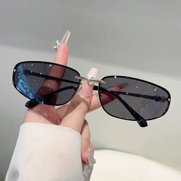 Lunettes de soleil argentées Y2K pour femmes