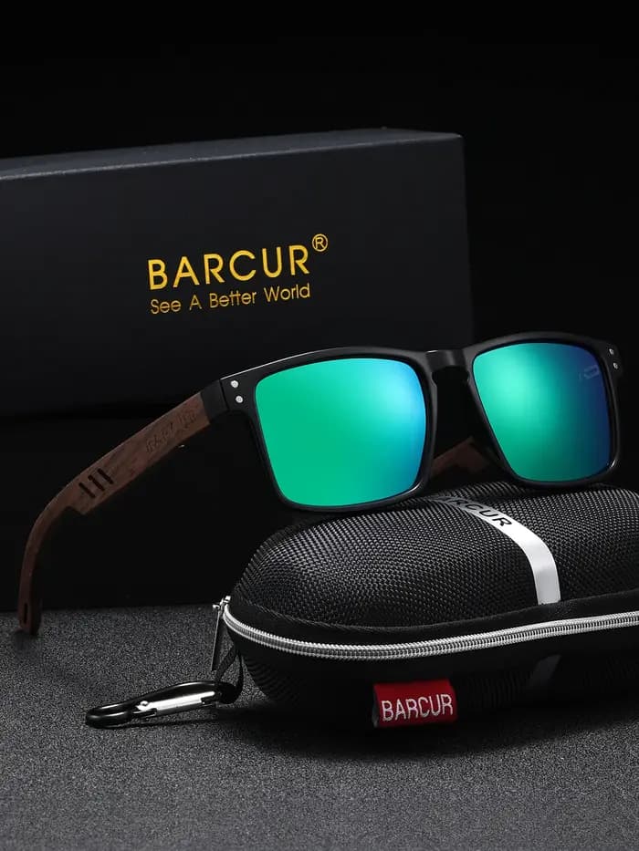 Lunettes de soleil carrées en bois polarisées pour hommes et femmes
