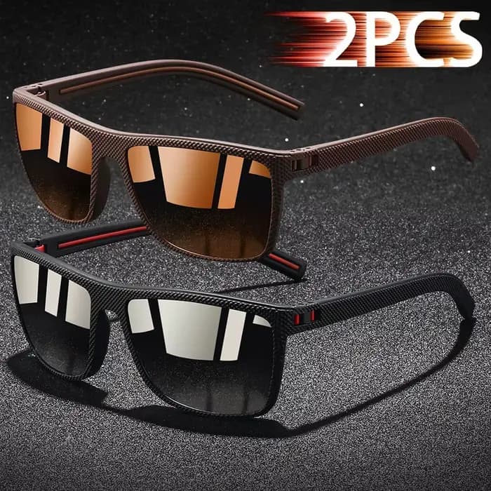2 paires de lunettes de soleil carrées classiques tendance pour hommes et femmes