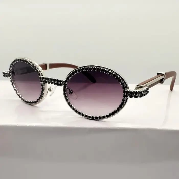 Lunettes de soleil à monture ovale en diamant pour femmes