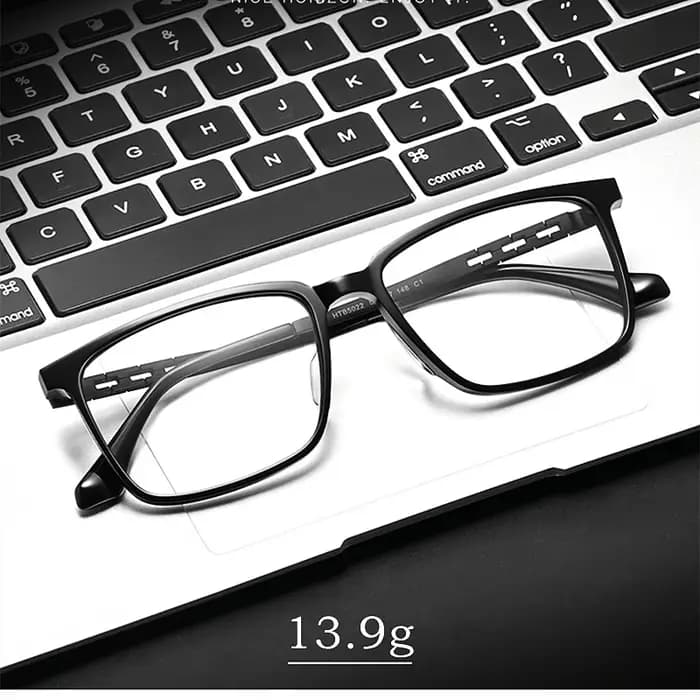 YIMARUILI Ultra-léger affaires pur titane carré lunettes cadre acétate rétro optique Prescription lu