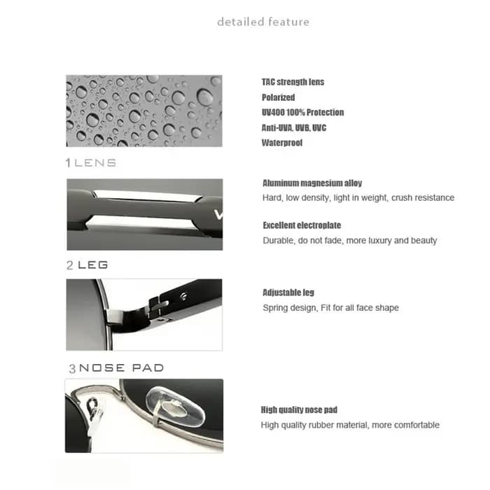 VEITHDIA pilote lunettes de soleil en aluminium hommes lunettes pour femme polarisées UV400 lentille