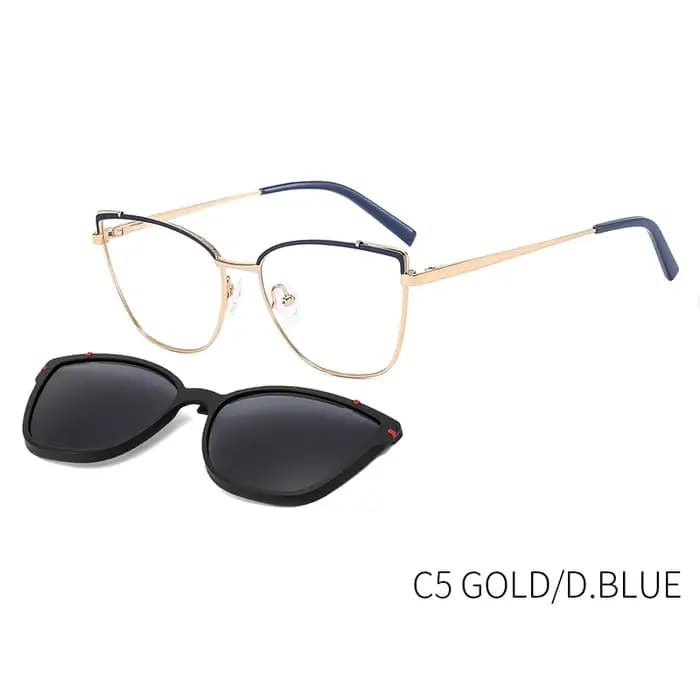 CEOFY lunettes de soleil polarisées rétro en métal oeil de chat femmes mode optique myopie montures de lunettes cadre de Prescription avec Clip