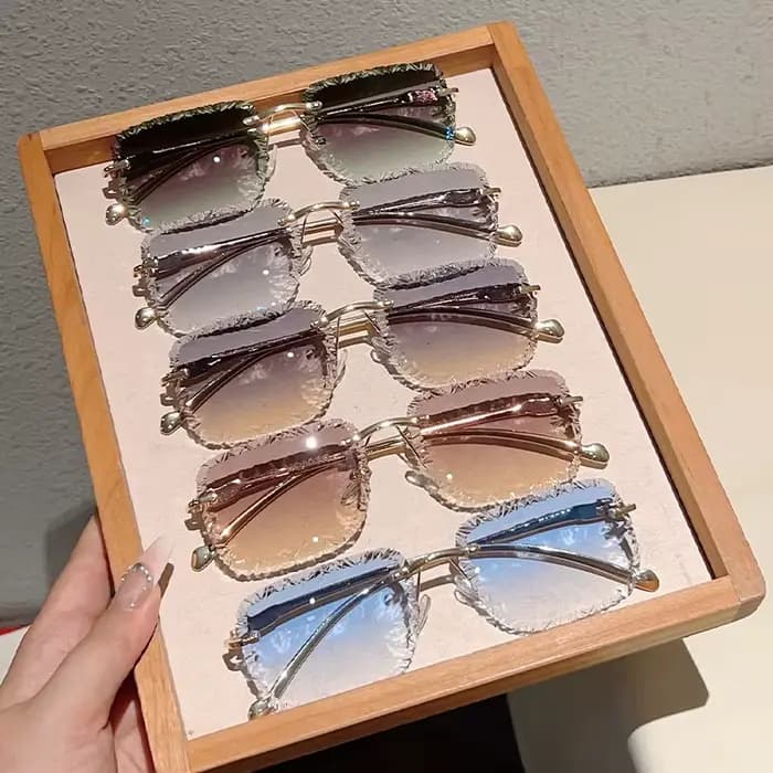 KAMMPT lunettes de soleil carrées sans monture hommes mode Vintage dégradé nuances décontractées femmes