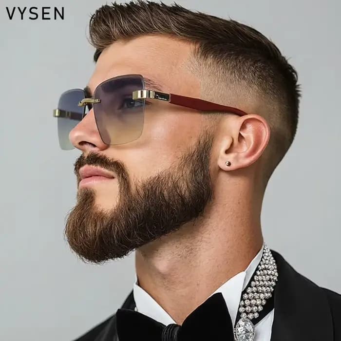 Lunettes de soleil Vintage carrées sans bords pour hommes