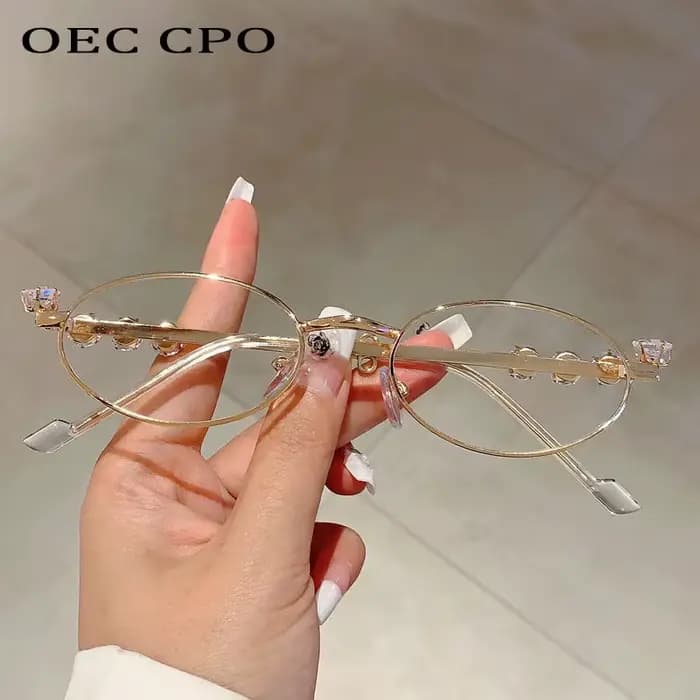 Lunettes de soleil ovales en diamant pour femmes