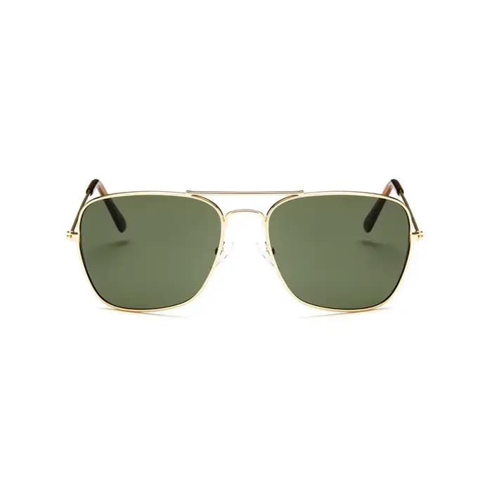 Shonemes lunettes de soleil carrées Vintage Double pont conduite nuances cadre en métal extérieur UV400